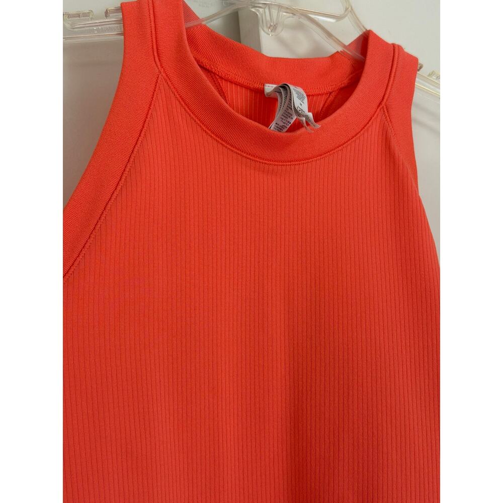 Athleta Orange Ribbed Racerback Tank Top Sz Medium Workout Gym Bright Running - Picture 4 of 6